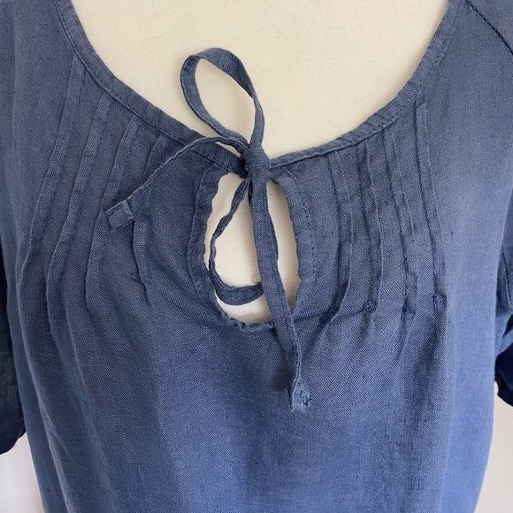 NAVY BLUE LONG 100% LINEN TUNIC / DRESS. Sz M. BOHO/LAGENLOOK. MADE IN ITALY - Picture 3 of 15